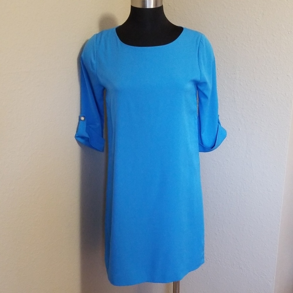Everly Blue Shift Dress Lined Small